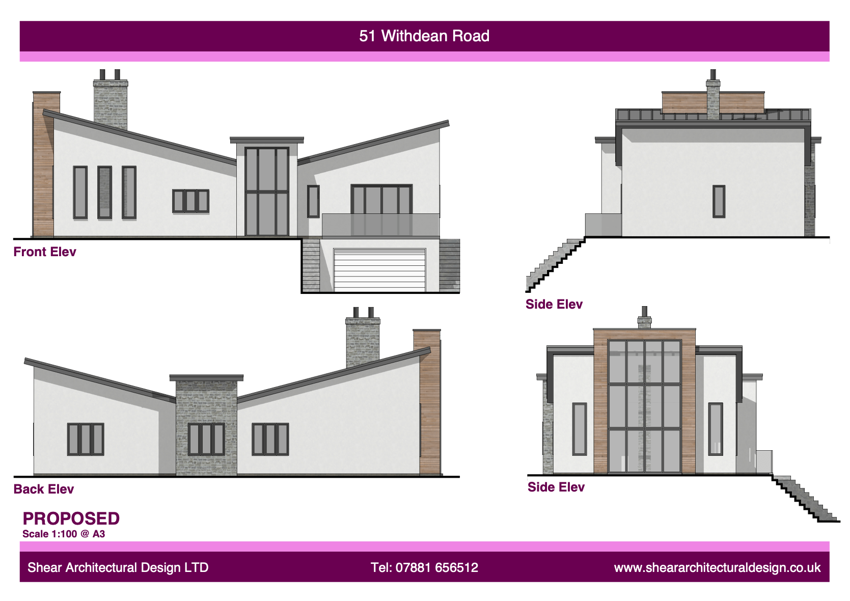 Contemporary new build house with zinc gull-wing roof, vaulted ceilings, and scenic view of Withdean Stadium