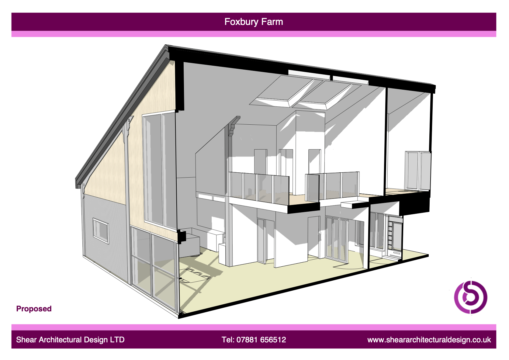 Drawing of a sleek Sussex new build home, featuring large windows, open-plan layout, and minimalist exterior, embodying modern architectural design
