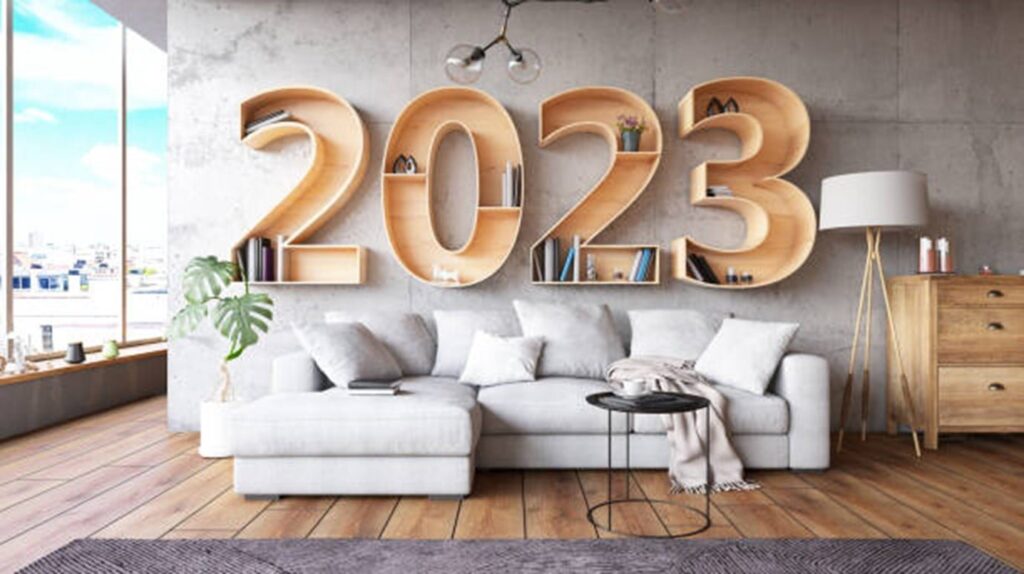 Comfortable architectural room with 2023 numbers behind the sofa in Sussex