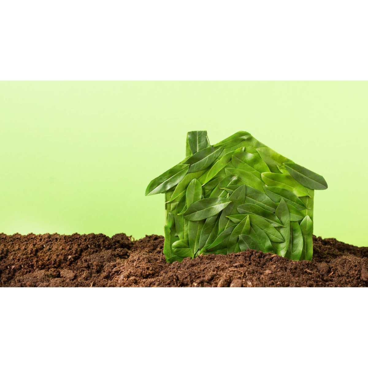 An eco-friendly home construction site showcasing sustainable practices and green building materials.